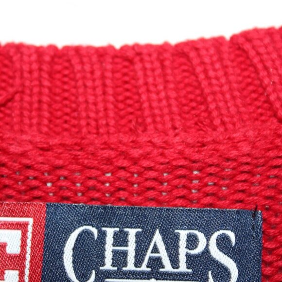 Men's Chaps Red Heavy Cotton Sweater Size Large - Picture 5 of 5